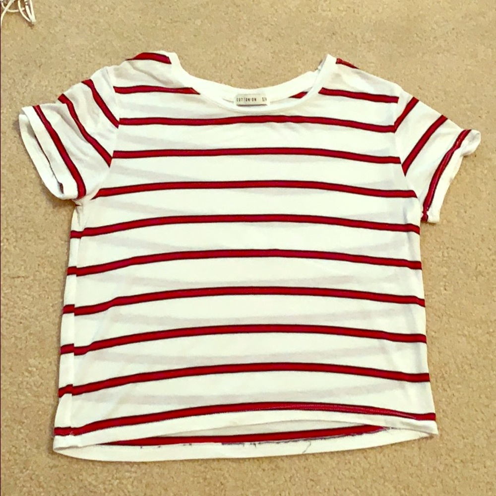 red and white striped shirt